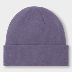 North Face beanie in Grounded Plum, fine-knit polyester with deep folded cuff and structured crown.