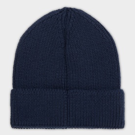 North Face beanie in Summit Navy, chunky knit with a wide ribbed fold-over cuff, 100% polyester
