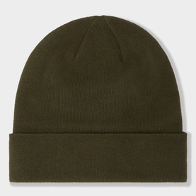 North Face beanie in New Taupe Green, fine-knit polyester with a deep folded cuff, structured crown