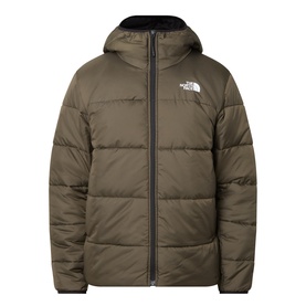 North Face casual jacket in New Taupe Green, quilted puffer style with hood, zip fastening and logo badge on chest