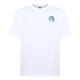 North Face Crew Neck T in TNF White with Pacific Teal graphic logo print to chest, short sleeves, relaxed fit