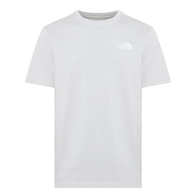 North Face Evolution Box Logo Back Graphic T-Shirt in Cumulus Cloud, crew neck, short sleeves, small chest logo detail