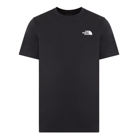 North Face Evolution Box Logo Back Graphic T-Shirt in TNF Black, crew neck, short sleeves, small white chest logo print, 100% cotton