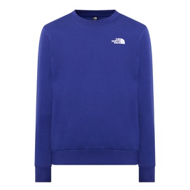 North Face Bold Blue crew neck sweatshirt with small white chest logo and ribbed cuffs and hem