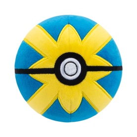 Pok&eacute;mon Quick Ball plush toy in blue and yellow with black band and white centre button detail