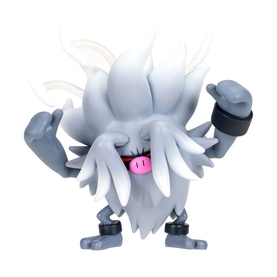 Pok&eacute;mon grey and white wild-haired character figure with pink face and grey limbs, posed in fighting stance