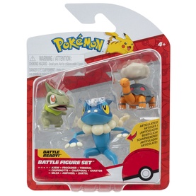 Pok&eacute;mon Battle Figure Set with Axew, Croagunk, and Charmeleon articulated figures, packaged in branded box