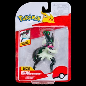 Pok&eacute;mon Battle Feature Figure in packaging, depicting a black and green Rayquaza action figure with deluxe articulation detail.