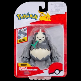 Pok&eacute;mon Battle Feature Figure in packaging, grey and cream bear-like character with dark accents, Deluxe Action Battle Ready design