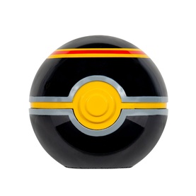 Pok&eacute;mon Luxury Ball replica toy in black with yellow button, red and grey stripe detail
