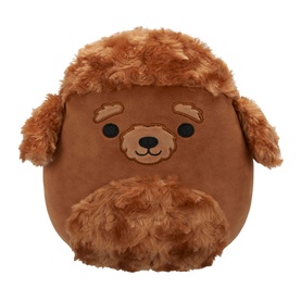 Squishmallows brown fluffy poodle dog plush toy with embroidered face and soft fur texture, medium size