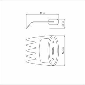 Tramontina stainless steel meat carver claws, technical line drawing showing 13cm width and 12.1cm height dimensions
