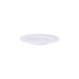 White ceramic side plate with wide rim, shown from above on white background
