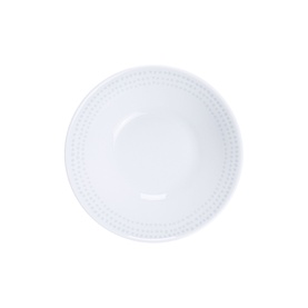Tramontina white porcelain saucer with embossed dot border detail, part of the Kitchenware Dinner set
