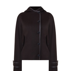 Leather-Trim Hooded Jacket