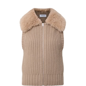 Shearling-Trim Knitted Gilet