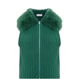 Shearling-Trim Knitted Gilet