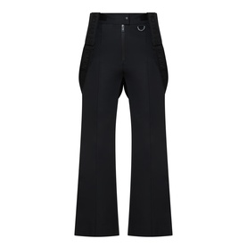 Yves Salomon Salopettes Flared-Leg Ski Trousers in black, mid-rise with zip fly, belt loops, side pockets and adjustable suspenders