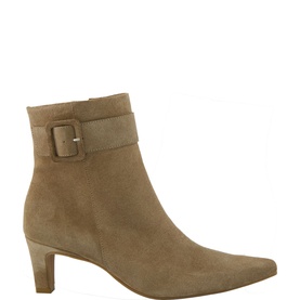 Buckle-Detail Suede Heeled Boots
