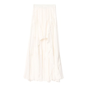 All Saints antique white tiered maxi skirt with asymmetric hem and elasticated waistband