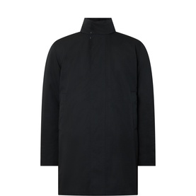 Barbour International black half-zip high-neck jacket with clean minimalist silhouette and dropped shoulders