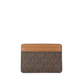 MMK Jet Set Monogram Cardholder in brown coated canvas with tan leather trim, multiple card slots visible, slim profile, back view