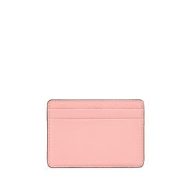 MMK Primrose leather cardholder, flat rectangular design with slim card slots, smooth pink finish