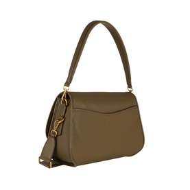 MMK loden green leather crossbody bag with gold-tone hardware, single shoulder strap and detachable crossbody strap with clip fastening