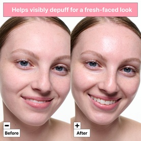 Dr Jart mask before and after results showing visibly depuffed, fresher-looking skin on a female model's face