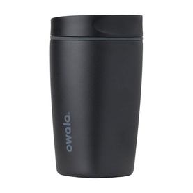 Owala SmoothSip Slider Travel Mug in Very Very Dark, 12oz matte black insulated stainless steel cup with sliding lid