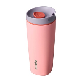 Owala SmoothSip Slider Travel Mug in Sugar High, 20oz, pink insulated stainless steel with grey and coral lid