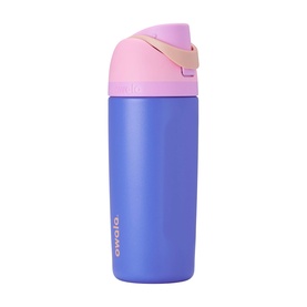 Owala FreeSip&reg; Water Bottle Wild Child 16oz in blue and pink, with flip lid, carry loop, and stainless steel construction