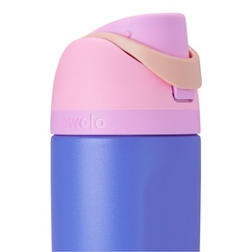 Owala FreeSip&reg; Water Bottle Wild Child 16oz in blue and pink with flip lid, carry loop lock, and built-in straw spout