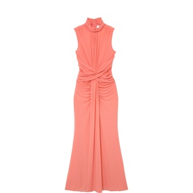 Starla Sheer Ruched Turtleneck Dress