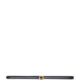 Maje women's belt in red with circular gold-tone buckle, slim profile with smooth leather finish
