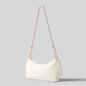 Claude Pierlot shoulder bag in clear white leather with gold-tone hardware and adjustable long strap