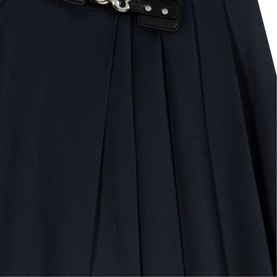 Maje Womens French Dress in navy with pleated skirt detail and silver-tone buckle embellishment at waist