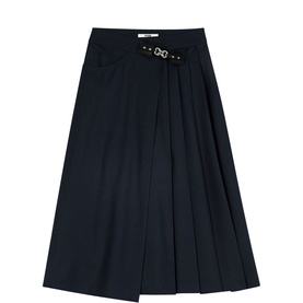Buckle Detail Pleated Skirt