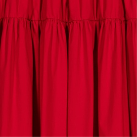 Maje Womens French Dress in red, close-up of tiered gathered skirt fabric detail with front split