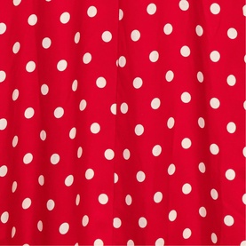 Maje Womens French Dress in red with white polka dot print, close-up fabric detail shot