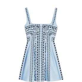 Paisley Embroidered Mini Dress