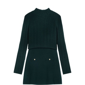 Two-Piece Layered Mini Knitted Dress Set