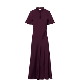 Ruffe Keyhole Flared Dress