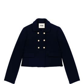 Double-Breasted Cropped Tweed Jacket