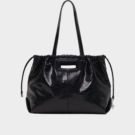 M Crackled Leather Tote Bag