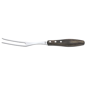 Tramontina carving fork with polished stainless steel tines and dark wood-effect riveted handle