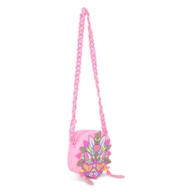 Billy Blush pink mini crossbody bag with chunky pink chain strap and colourful sequin pineapple embellishment