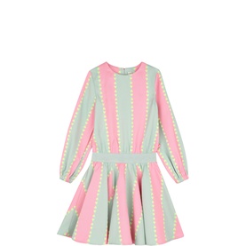 Striped Heart Mini Flared Dress