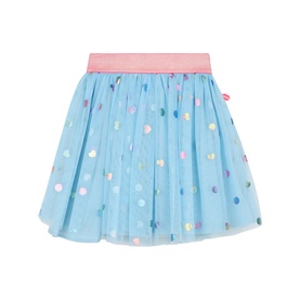Billy Blush blue tulle skirt with multicoloured sequin polka dots and pink glitter elasticated waistband