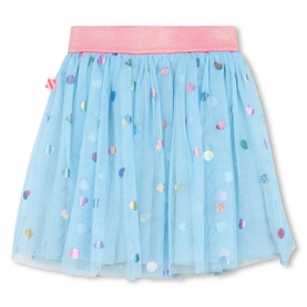 Billy Blush blue tulle skirt with multicoloured polka dot sequins and pink glitter elasticated waistband